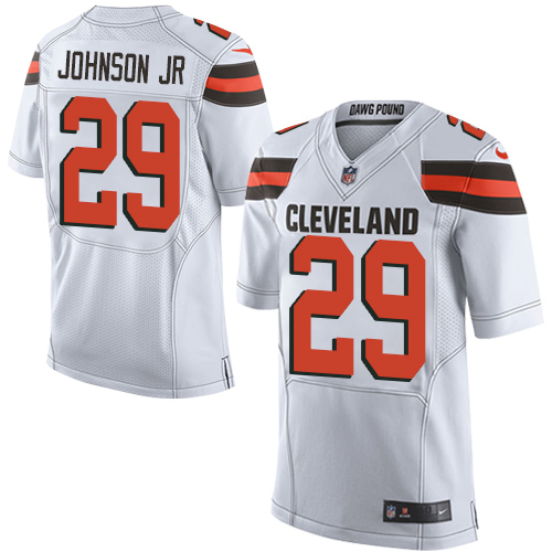 Nike Browns #29 Duke Johnson Jr White Men's Stitched NFL New Elite Jersey - Click Image to Close